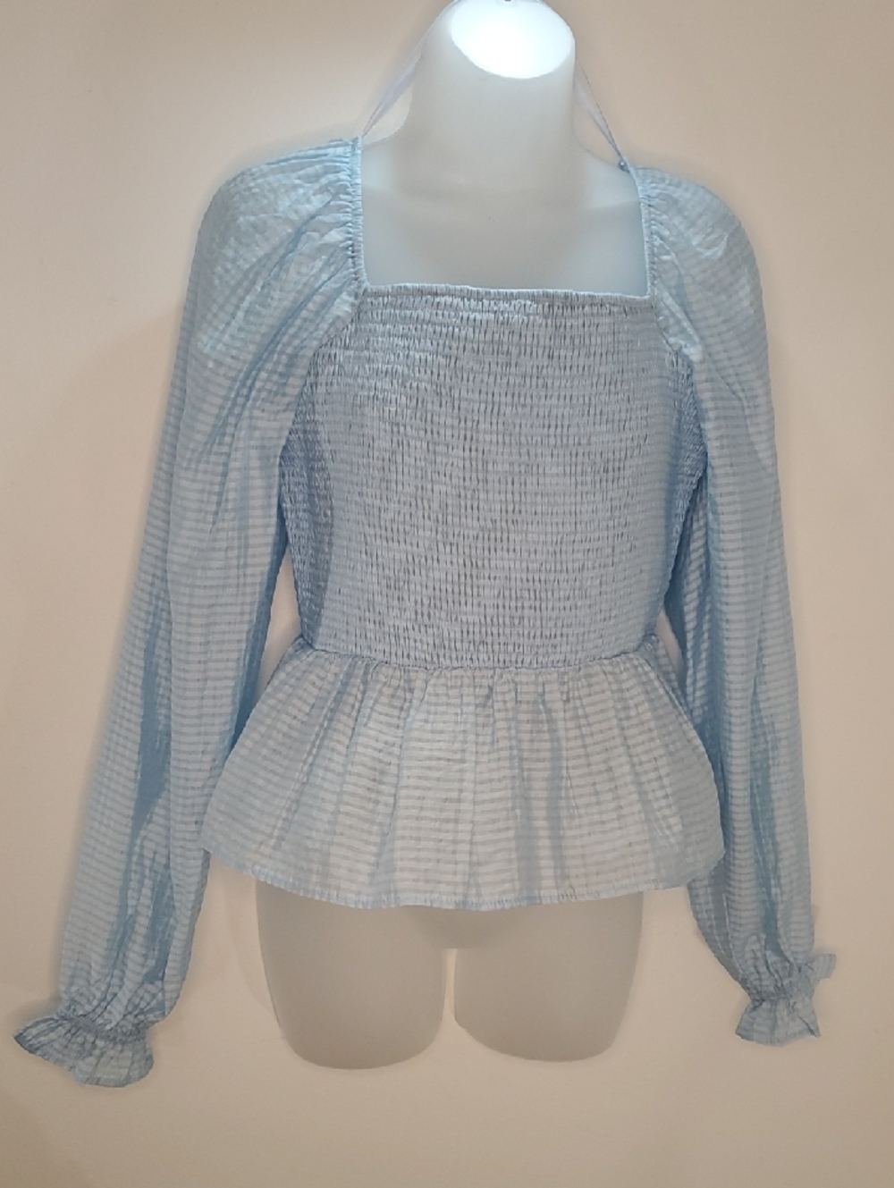 Francesca's Collections Light Blue  Peplum Blouse